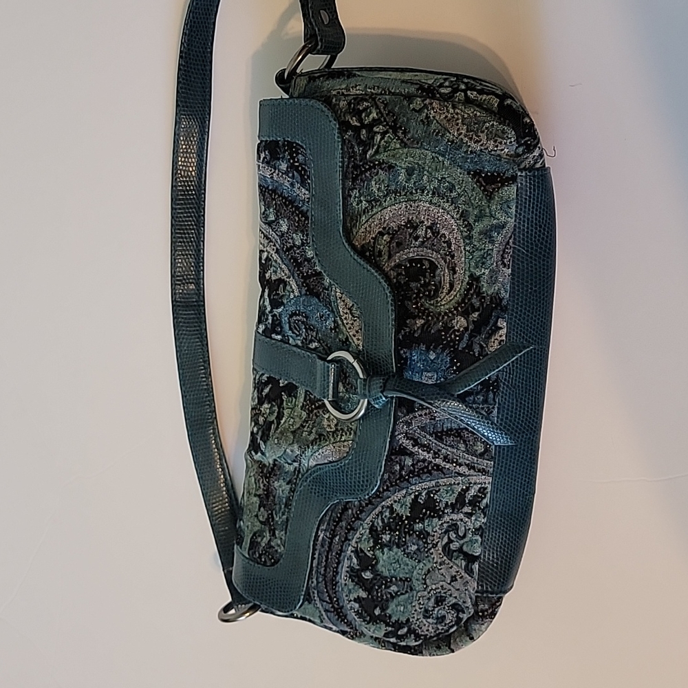 Shimmery Teal with Golden Thread throughout Purse Clutch